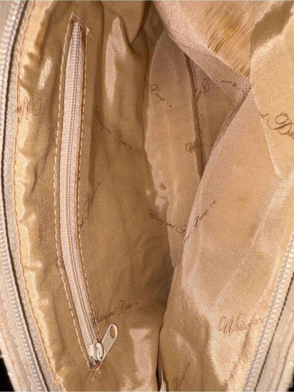 Whiting & Davis Cream Mesh Crossbody Bag with Slim Strap - Picture 3 of 3